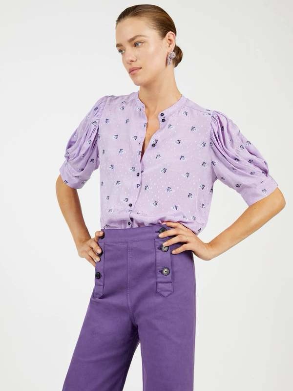 Masscob Camela Blouse Purple Lilac Embroidered Blouse Top Cottagecore Office